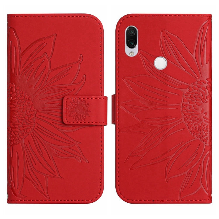 For Xiaomi Redmi Note 7 / Note 7S / Note 7 Pro Skin Feel Sun Flower Pattern Flip Leather Phone Case with Lanyard