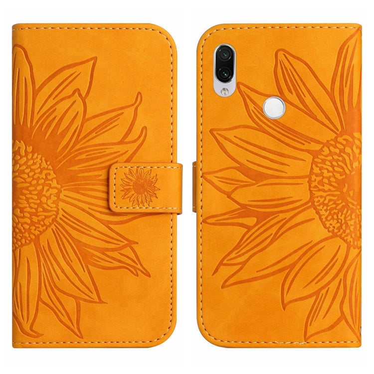 For Xiaomi Redmi Note 7 / Note 7S / Note 7 Pro Skin Feel Sun Flower Pattern Flip Leather Phone Case with Lanyard