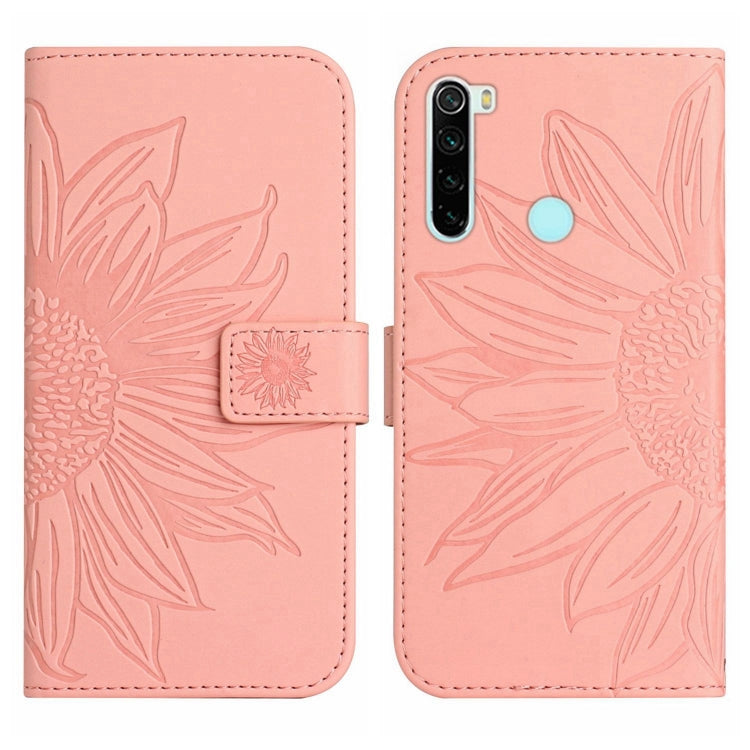 For Xiaomi Redmi Note 8 / Note 8 2021 Skin Feel Sun Flower Pattern Flip Leather Phone Case with Lanyard