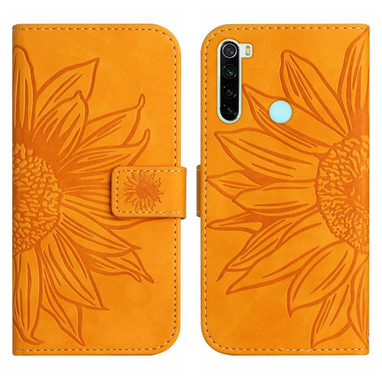 For Xiaomi Redmi Note 8 / Note 8 2021 Skin Feel Sun Flower Pattern Flip Leather Phone Case with Lanyard