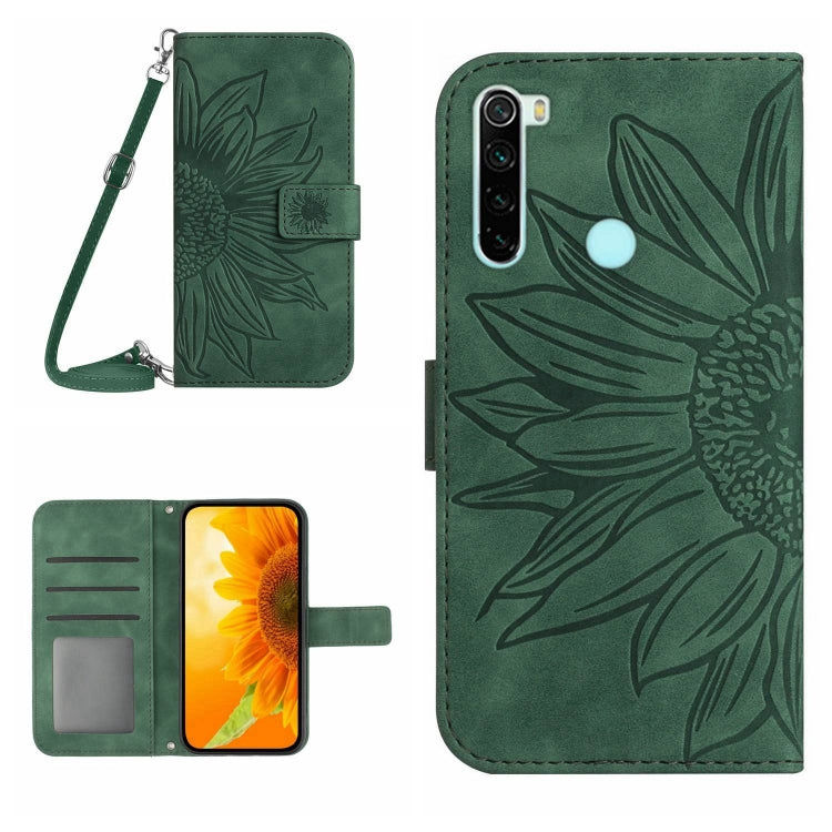 For Xiaomi Redmi Note 8 / Note 8 2021 Skin Feel Sun Flower Pattern Flip Leather Phone Case with Lanyard