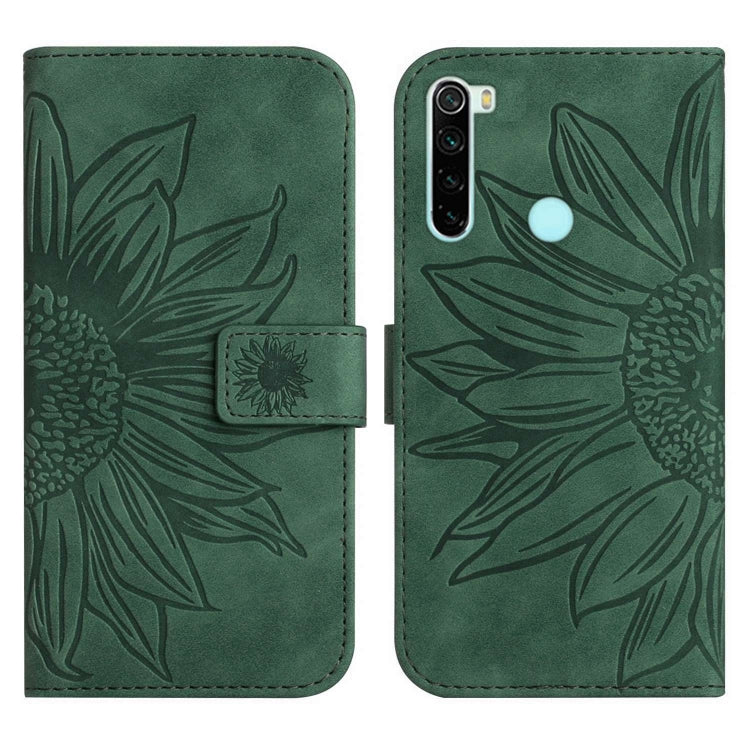 For Xiaomi Redmi Note 8 / Note 8 2021 Skin Feel Sun Flower Pattern Flip Leather Phone Case with Lanyard