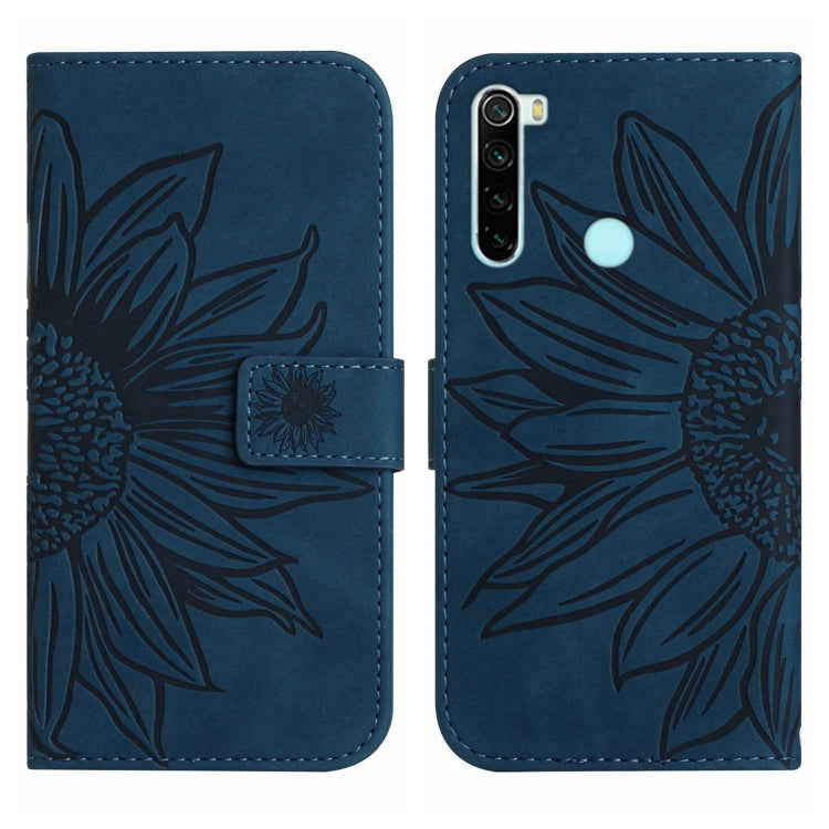 For Xiaomi Redmi Note 8 / Note 8 2021 Skin Feel Sun Flower Pattern Flip Leather Phone Case with Lanyard