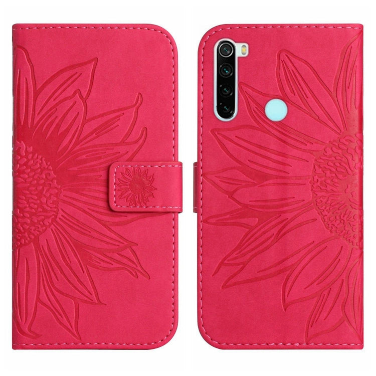For Xiaomi Redmi Note 8T Skin Feel Sun Flower Pattern Flip Leather Phone Case with Lanyard