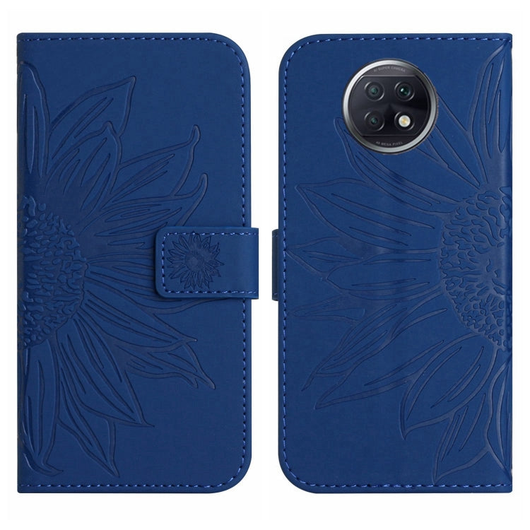 For Xiaomi Redmi Note 9T Skin Feel Sun Flower Pattern Flip Leather Phone Case with Lanyard