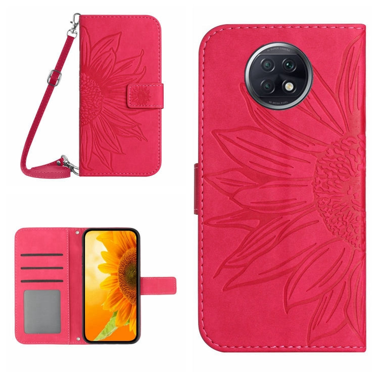 For Xiaomi Redmi Note 9T Skin Feel Sun Flower Pattern Flip Leather Phone Case with Lanyard