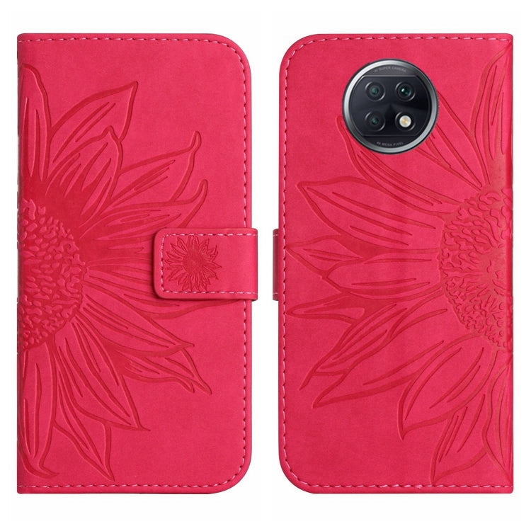 For Xiaomi Redmi Note 9T Skin Feel Sun Flower Pattern Flip Leather Phone Case with Lanyard