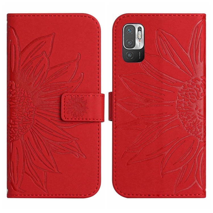 For Xiaomi Redmi Note 10 5G / Note 10T 5G / Poco M3 Pro Skin Feel Sun Flower Pattern Flip Leather Phone Case with Lanyard