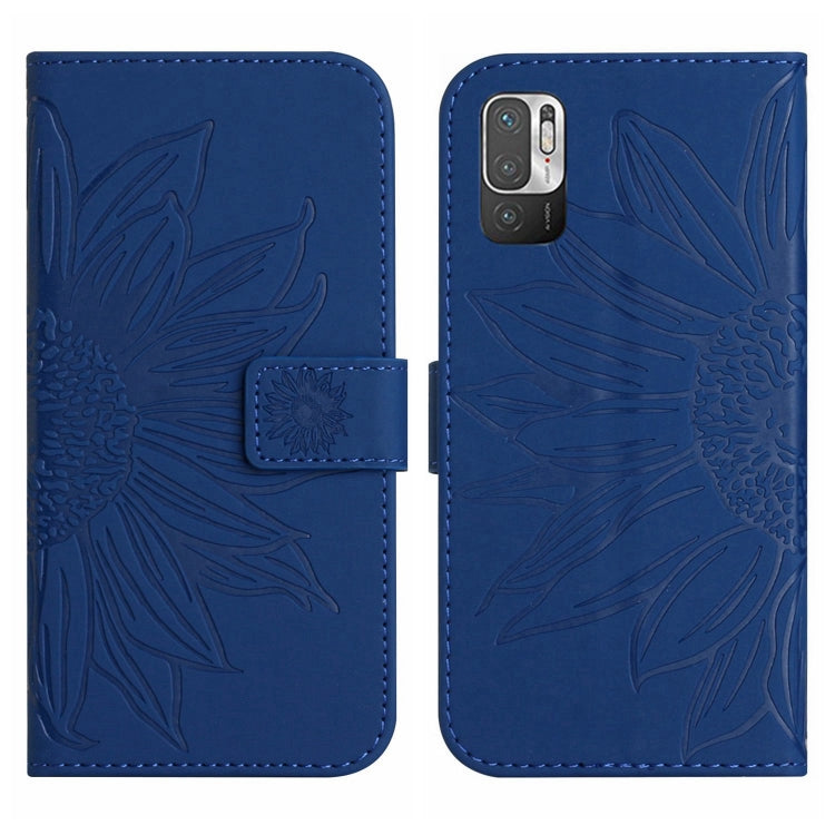 For Xiaomi Redmi Note 10 5G / Note 10T 5G / Poco M3 Pro Skin Feel Sun Flower Pattern Flip Leather Phone Case with Lanyard