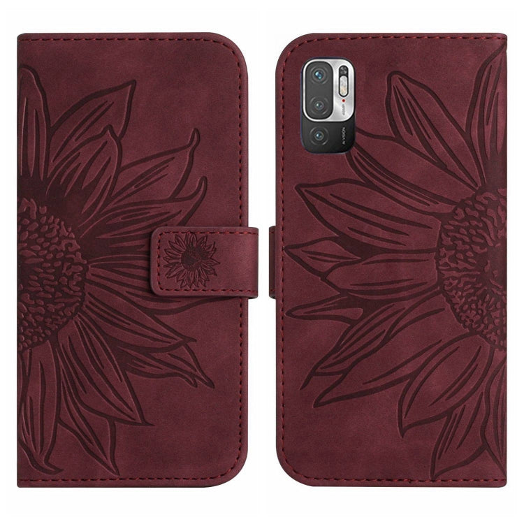 For Xiaomi Redmi Note 10 5G / Note 10T 5G / Poco M3 Pro Skin Feel Sun Flower Pattern Flip Leather Phone Case with Lanyard