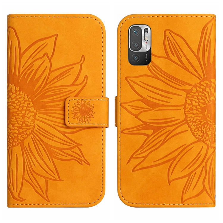 For Xiaomi Redmi Note 10 5G / Note 10T 5G / Poco M3 Pro Skin Feel Sun Flower Pattern Flip Leather Phone Case with Lanyard