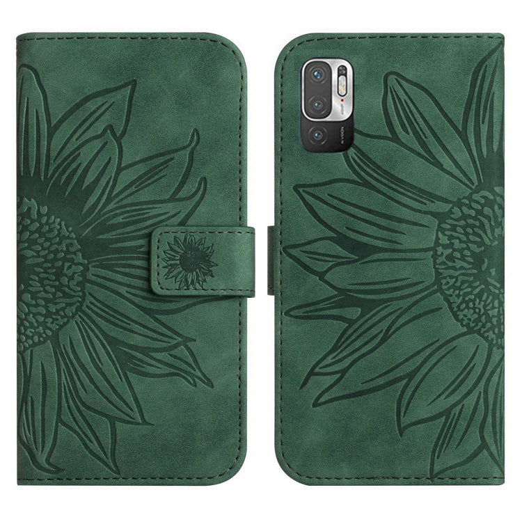 For Xiaomi Redmi Note 10 5G / Note 10T 5G / Poco M3 Pro Skin Feel Sun Flower Pattern Flip Leather Phone Case with Lanyard
