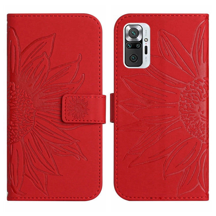 For Xiaomi Redmi Note 10 Pro 4G Global / Note 10 Pro Max Skin Feel Sun Flower Pattern Flip Leather Phone Case with Lanyard