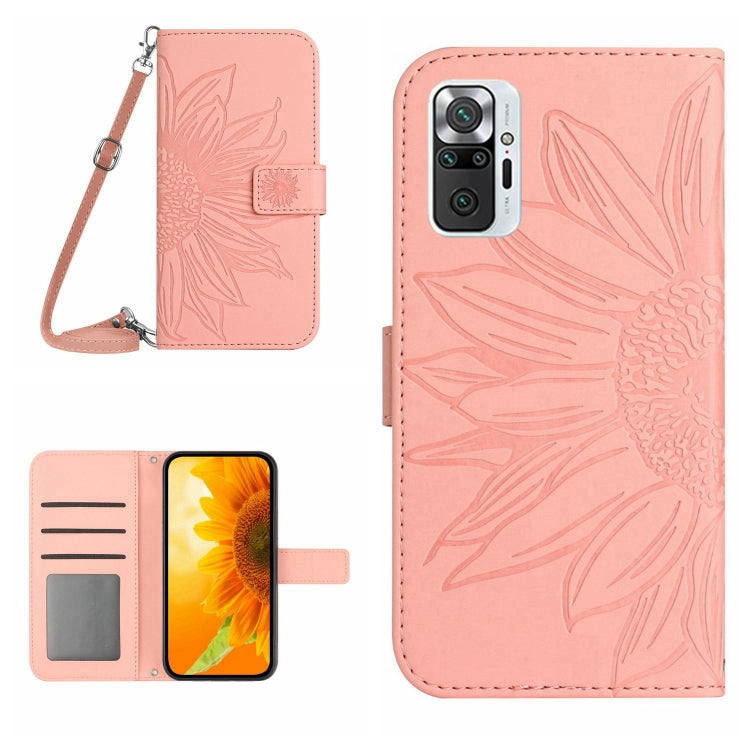 For Xiaomi Redmi Note 10 Pro 4G Global / Note 10 Pro Max Skin Feel Sun Flower Pattern Flip Leather Phone Case with Lanyard
