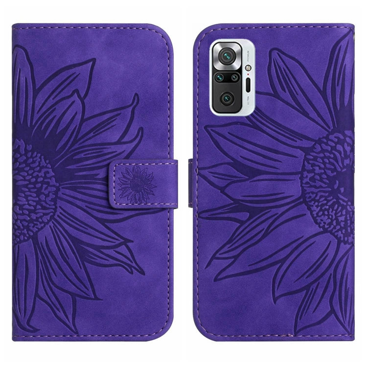 For Xiaomi Redmi Note 10 Pro 4G Global / Note 10 Pro Max Skin Feel Sun Flower Pattern Flip Leather Phone Case with Lanyard