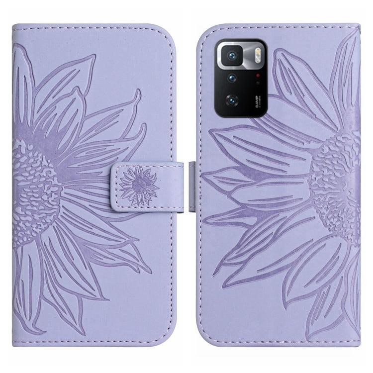For Xiaomi Redmi Note 10 Pro 5G / Poco X3 GT Skin Feel Sun Flower Pattern Flip Leather Phone Case with Lanyard
