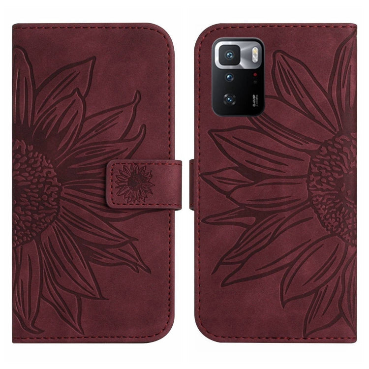 For Xiaomi Redmi Note 10 Pro 5G / Poco X3 GT Skin Feel Sun Flower Pattern Flip Leather Phone Case with Lanyard
