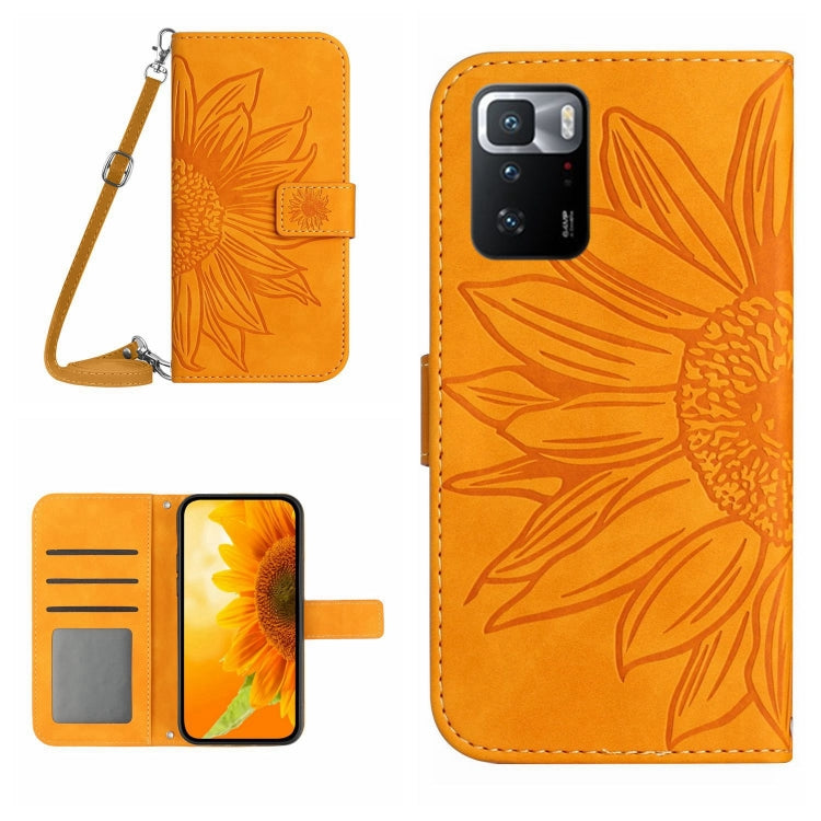 For Xiaomi Redmi Note 10 Pro 5G / Poco X3 GT Skin Feel Sun Flower Pattern Flip Leather Phone Case with Lanyard