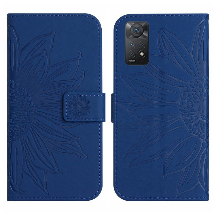 For Xiaomi Redmi Note 11 Pro Global Skin Feel Sun Flower Pattern Flip Leather Phone Case with Lanyard