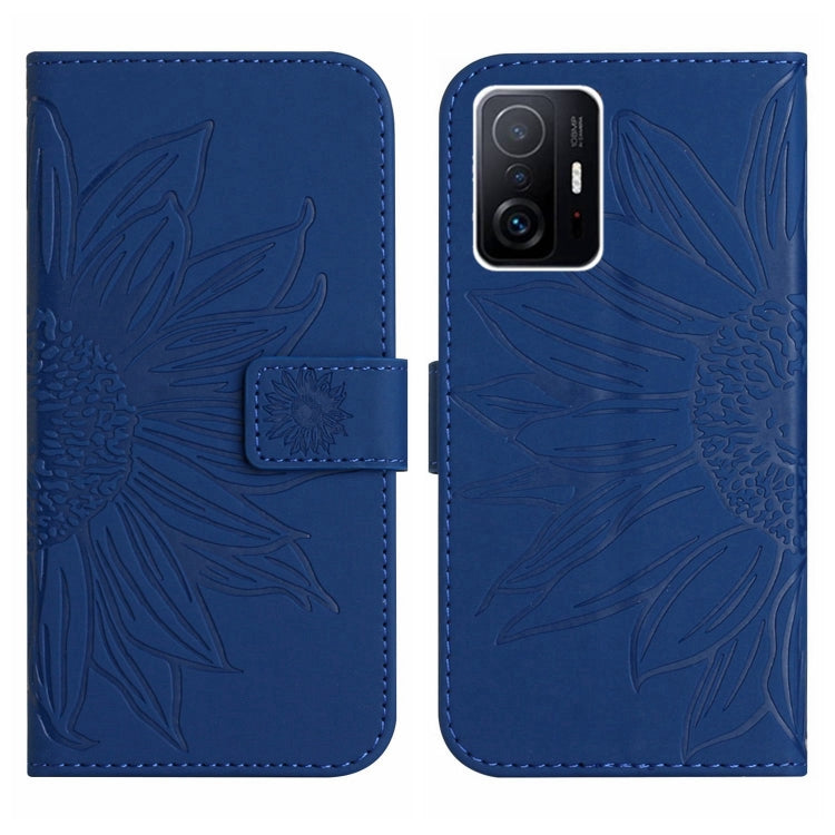 For Xiaomi 11T / 11T Pro Skin Feel Sun Flower Pattern Flip Leather Phone Case with Lanyard