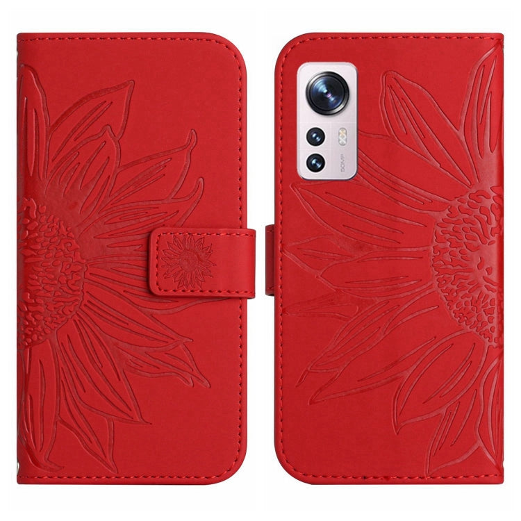 For Xiaomi 12 Lite Skin Feel Sun Flower Pattern Flip Leather Phone Case with Lanyard