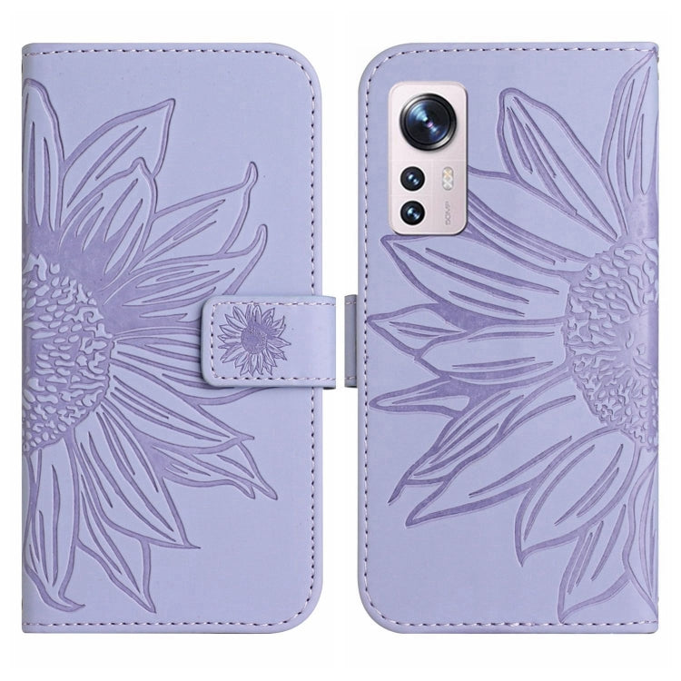 For Xiaomi 12 Lite Skin Feel Sun Flower Pattern Flip Leather Phone Case with Lanyard