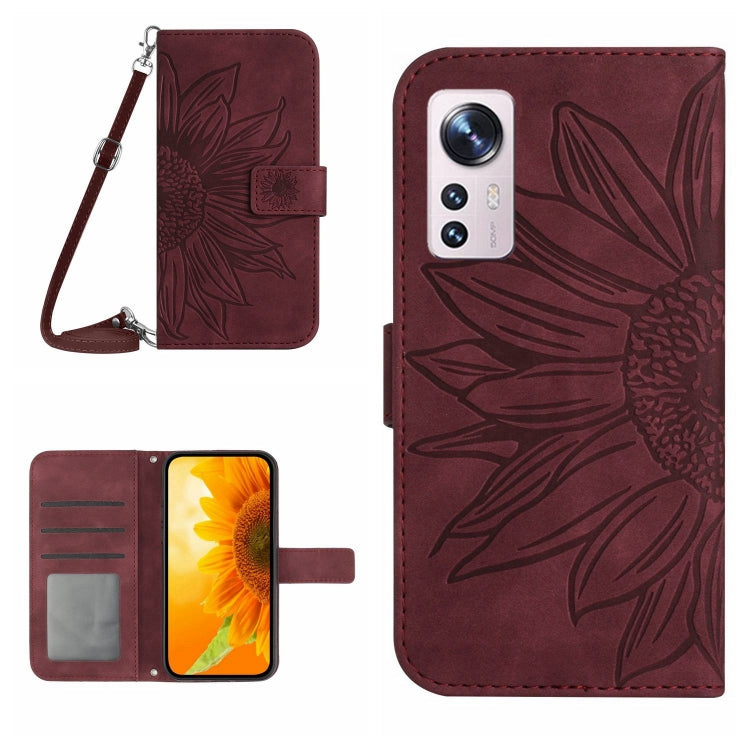 For Xiaomi 12 Lite Skin Feel Sun Flower Pattern Flip Leather Phone Case with Lanyard