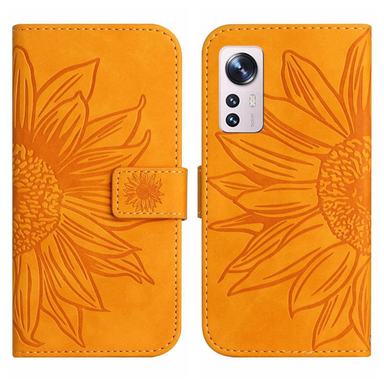 For Xiaomi 12 Lite Skin Feel Sun Flower Pattern Flip Leather Phone Case with Lanyard