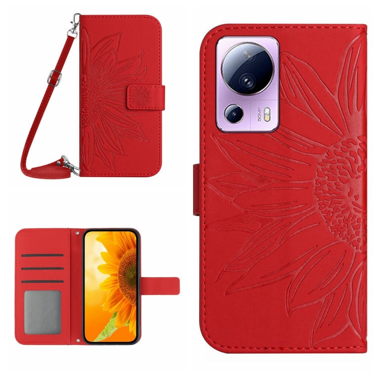 For Xiaomi Civi 2 / 12 Lite NE Skin Feel Sun Flower Pattern Flip Leather Phone Case with Lanyard