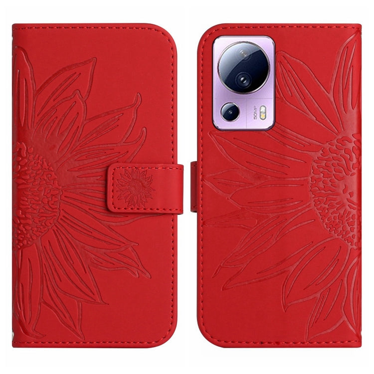 For Xiaomi Civi 2 / 12 Lite NE Skin Feel Sun Flower Pattern Flip Leather Phone Case with Lanyard
