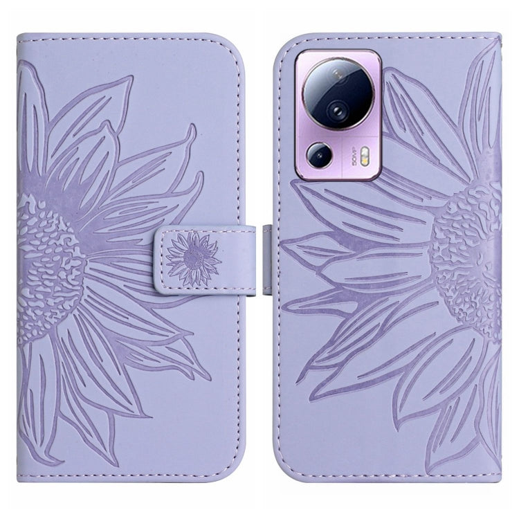 For Xiaomi Civi 2 / 12 Lite NE Skin Feel Sun Flower Pattern Flip Leather Phone Case with Lanyard