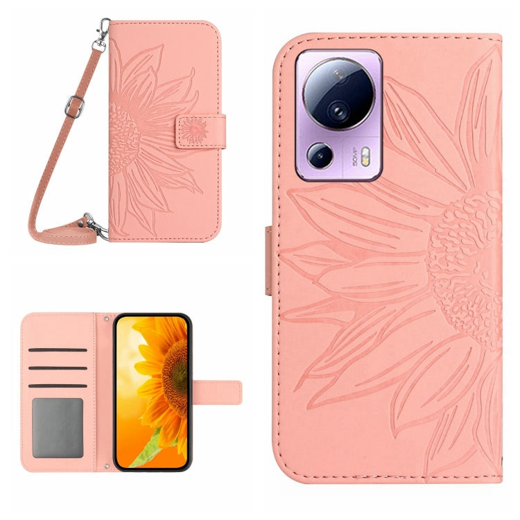 For Xiaomi Civi 2 / 12 Lite NE Skin Feel Sun Flower Pattern Flip Leather Phone Case with Lanyard