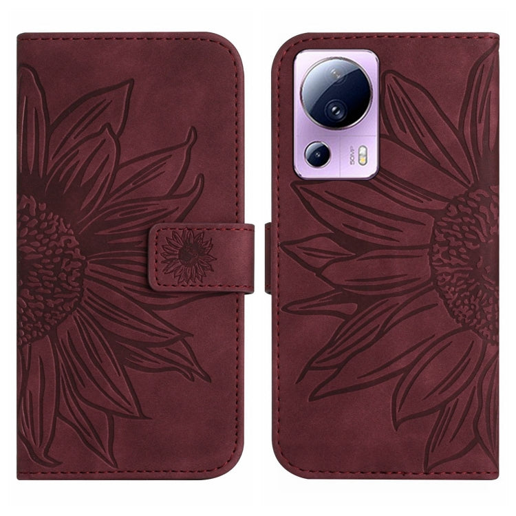 For Xiaomi Civi 2 / 12 Lite NE Skin Feel Sun Flower Pattern Flip Leather Phone Case with Lanyard