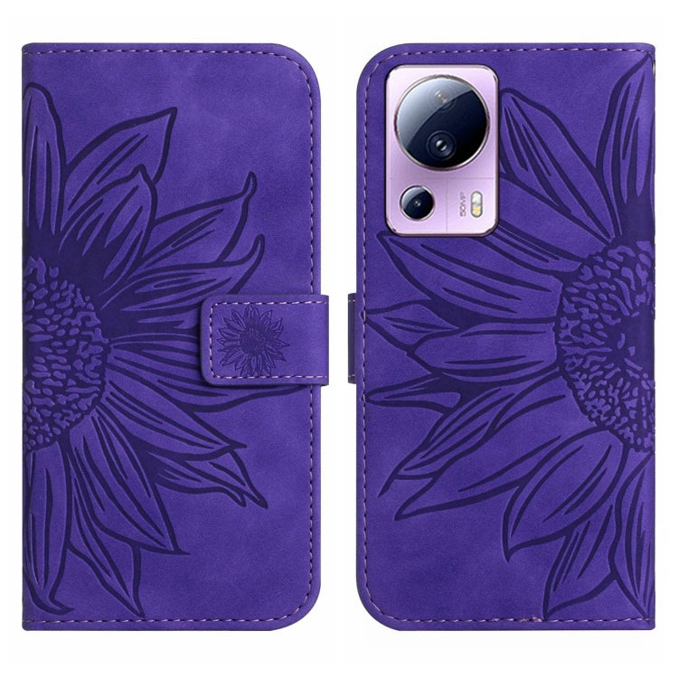 For Xiaomi Civi 2 / 12 Lite NE Skin Feel Sun Flower Pattern Flip Leather Phone Case with Lanyard