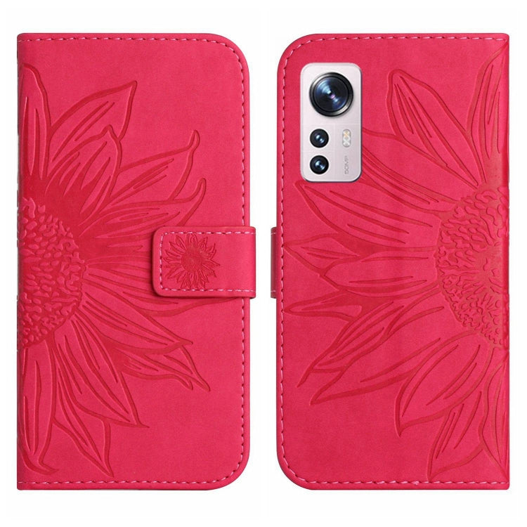 For Xiaomi 12 Pro Skin Feel Sun Flower Pattern Flip Leather Phone Case with Lanyard
