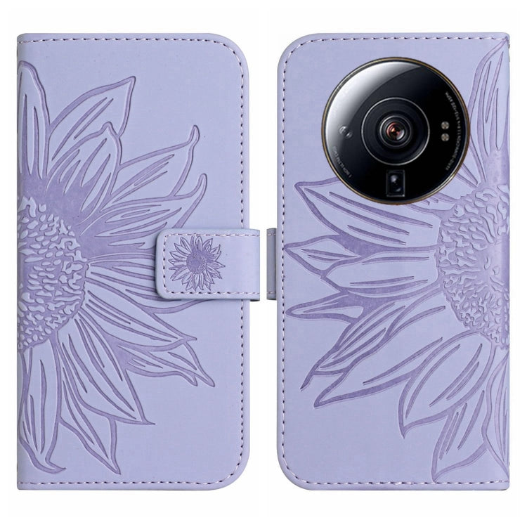 For Xiaomi 12S Ultra Skin Feel Sun Flower Pattern Flip Leather Phone Case with Lanyard