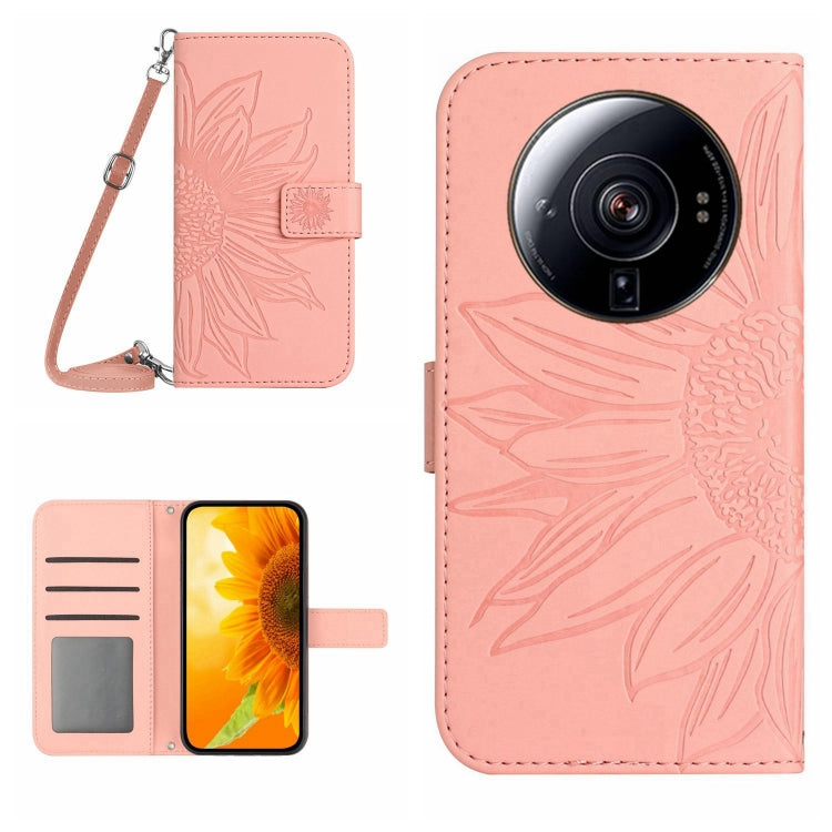 For Xiaomi 12S Ultra Skin Feel Sun Flower Pattern Flip Leather Phone Case with Lanyard