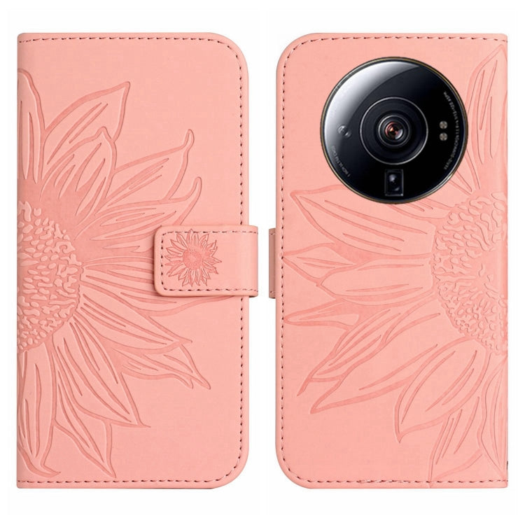 For Xiaomi 12S Ultra Skin Feel Sun Flower Pattern Flip Leather Phone Case with Lanyard
