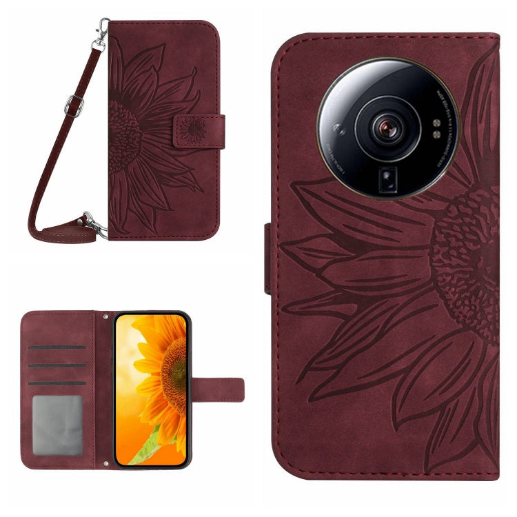 For Xiaomi 12S Ultra Skin Feel Sun Flower Pattern Flip Leather Phone Case with Lanyard