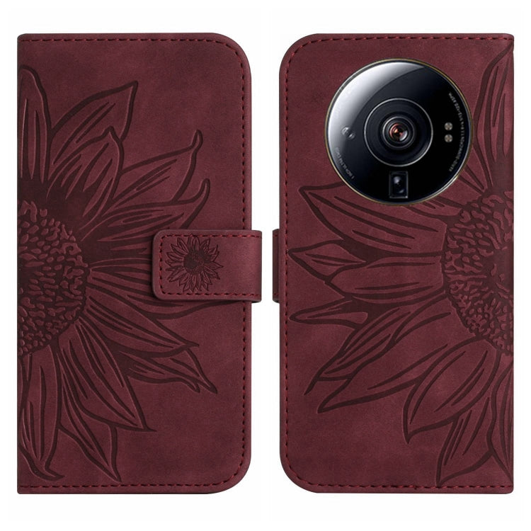 For Xiaomi 12S Ultra Skin Feel Sun Flower Pattern Flip Leather Phone Case with Lanyard