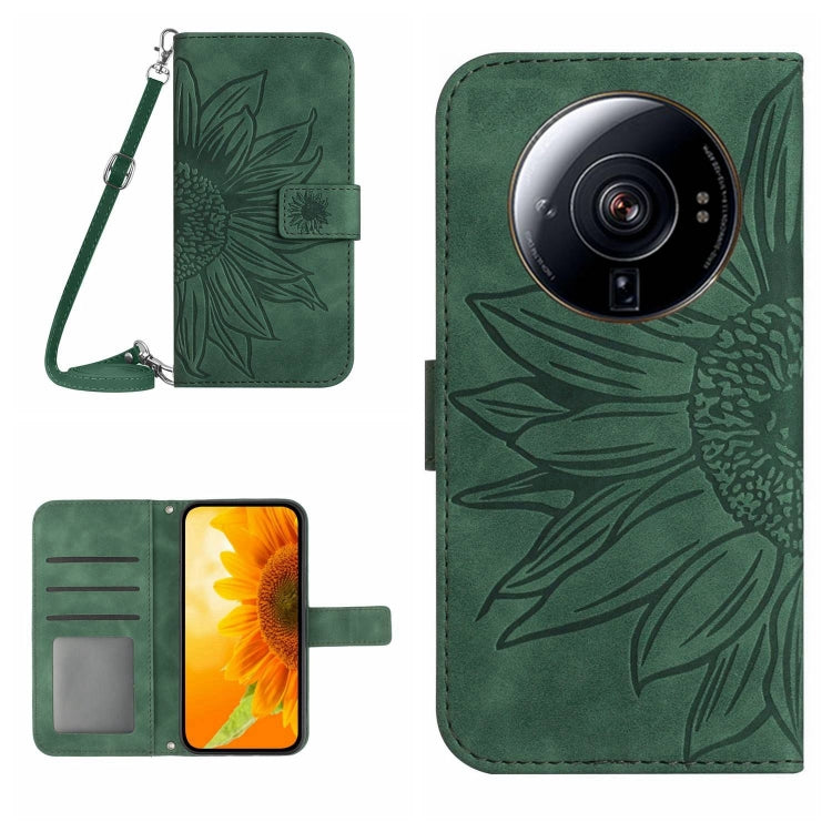 For Xiaomi 12S Ultra Skin Feel Sun Flower Pattern Flip Leather Phone Case with Lanyard