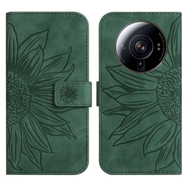 For Xiaomi 12S Ultra Skin Feel Sun Flower Pattern Flip Leather Phone Case with Lanyard