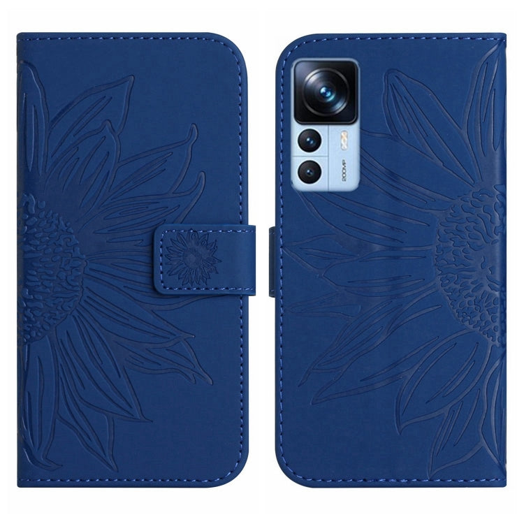 For Xiaomi 12T / 12T Pro Skin Feel Sun Flower Pattern Flip Leather Phone Case with Lanyard