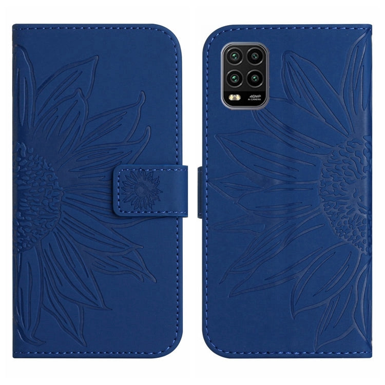 For Xiaomi Mi 10 Lite Skin Feel Sun Flower Pattern Flip Leather Phone Case with Lanyard