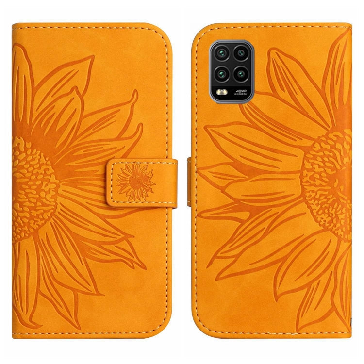 For Xiaomi Mi 10 Lite Skin Feel Sun Flower Pattern Flip Leather Phone Case with Lanyard
