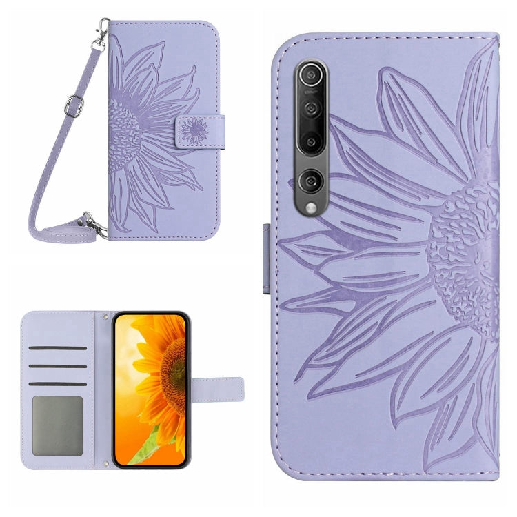For Xiaomi Mi 10 / Mi 10 Pro Skin Feel Sun Flower Pattern Flip Leather Phone Case with Lanyard