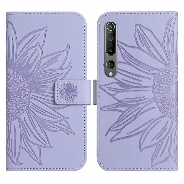 For Xiaomi Mi 10 / Mi 10 Pro Skin Feel Sun Flower Pattern Flip Leather Phone Case with Lanyard