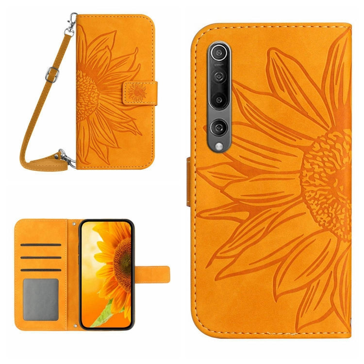 For Xiaomi Mi 10 / Mi 10 Pro Skin Feel Sun Flower Pattern Flip Leather Phone Case with Lanyard