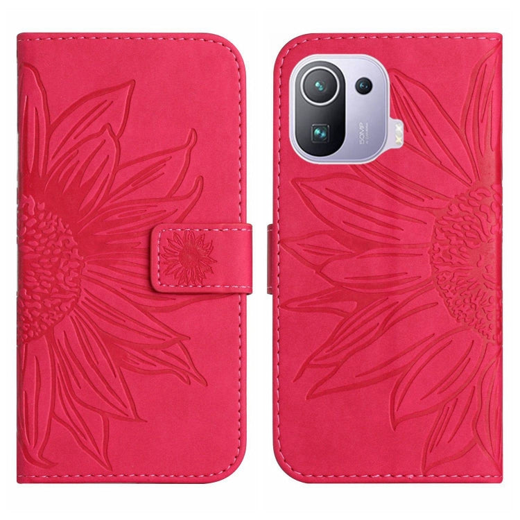 For Xiaomi Mi 11 Pro Skin Feel Sun Flower Pattern Flip Leather Phone Case with Lanyard