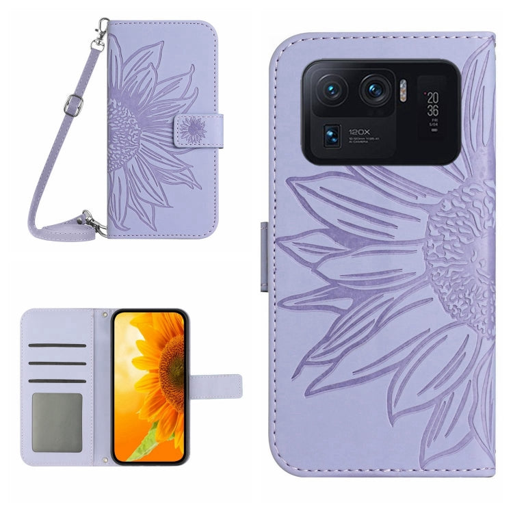 For Xiaomi Mi 11 Ultra Skin Feel Sun Flower Pattern Flip Leather Phone Case with Lanyard